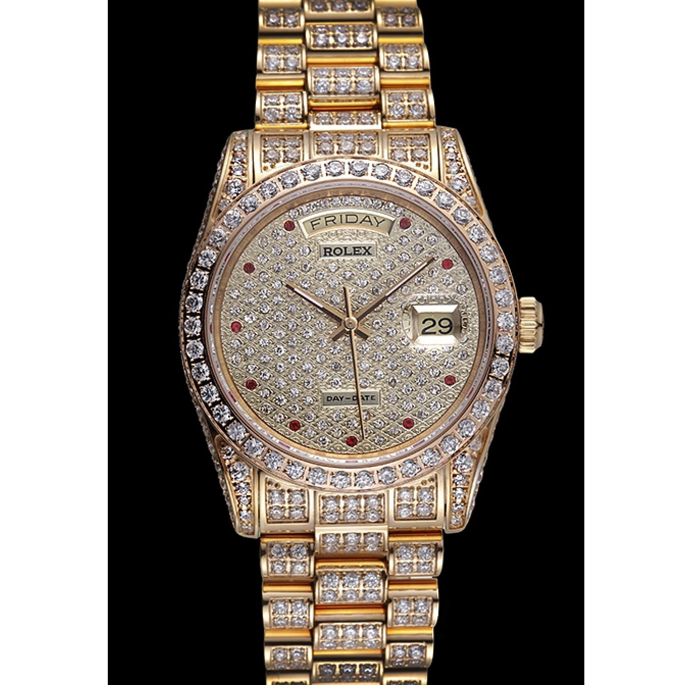 AAA Replica Watches Diamonds Gold-srl185 Yellow Day-Date Swiss 621615 Rolex 0824